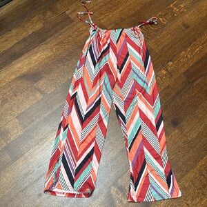 Seaside Vacation Geometric Print Side Tie Straight Pants